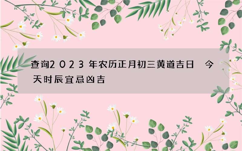 查询2023年农历正月初三黄道吉日 今天时辰宜忌凶吉